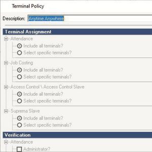 timeware&reg; Terminal Policy